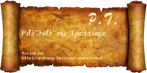 Páhány Tacitusz névjegykártya